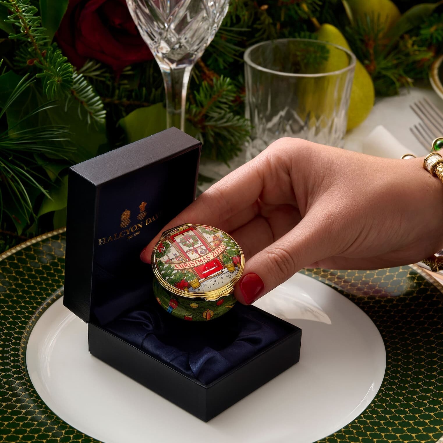 Halcyon Days 2025 Annual Christmas Enamel Box